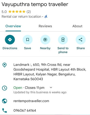 vayuputhra tempo traveller google review
